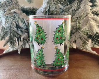 Vintage Midcentury Georges Briard Christmas Holiday Rocks Low Ball Tumblers  Drink Glasses