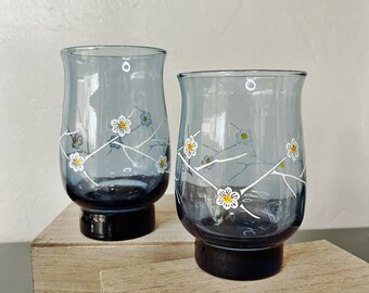 Libbey Smoky Blue Dogwood Glassware