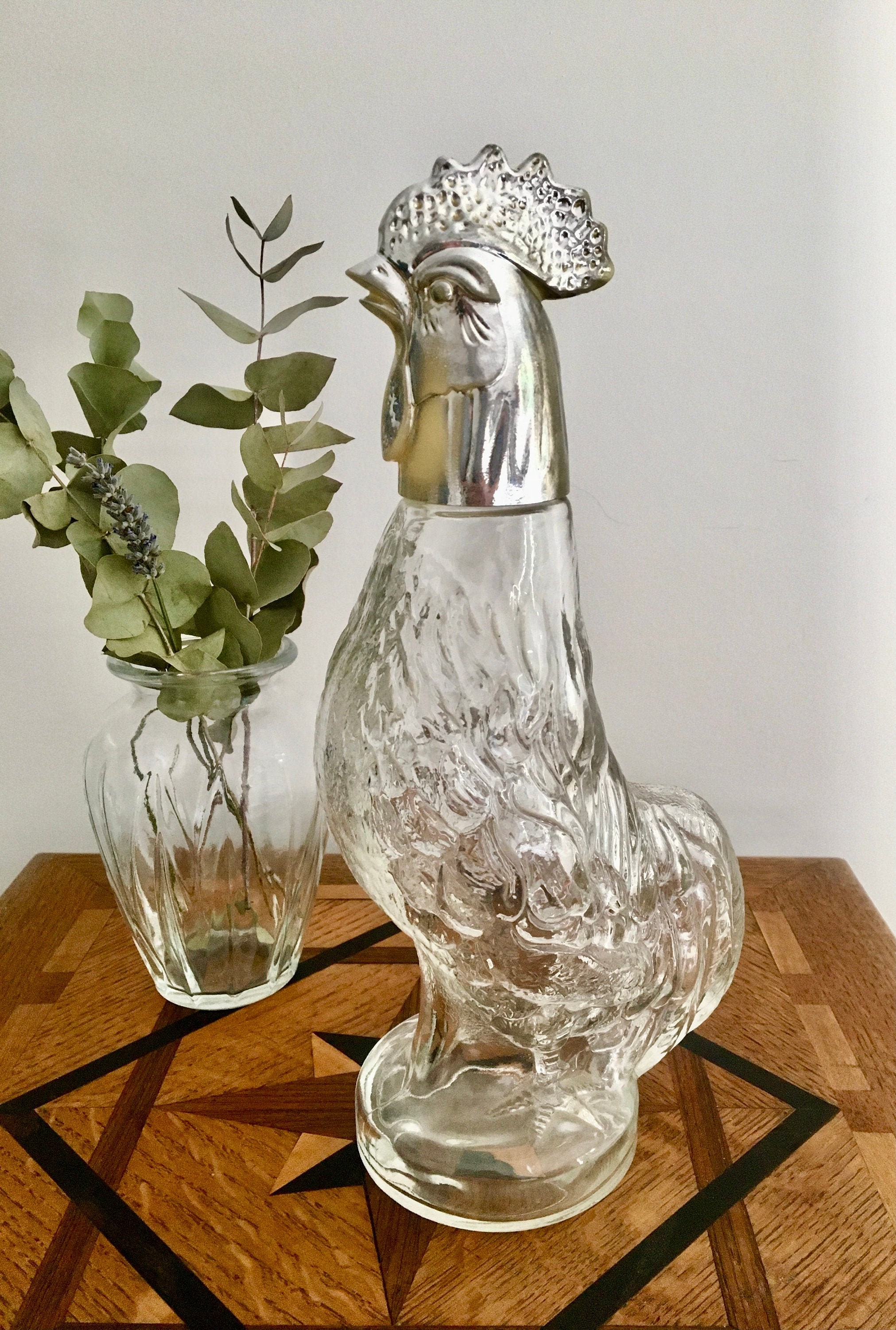 Bouteille Zoomorphe en Verre Moulé - Forme Coq