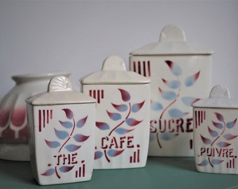 Sére de 6 pots à épces ancens en céramque blanche EPAG
