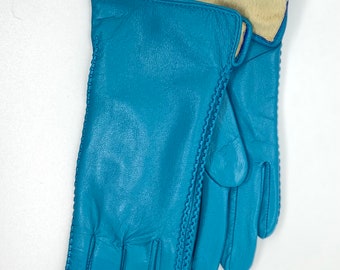 baby blue leather gloves