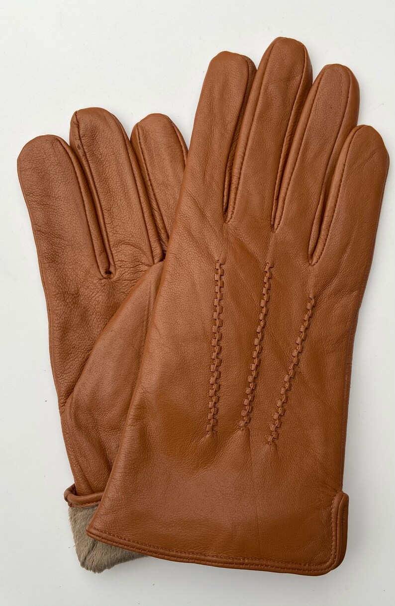 Mens Leather Gloves Tan Nicely Lined Etsy
