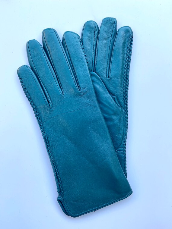 Ladies Leather Gloves Electric blue Teal Nicely Lined Etsy