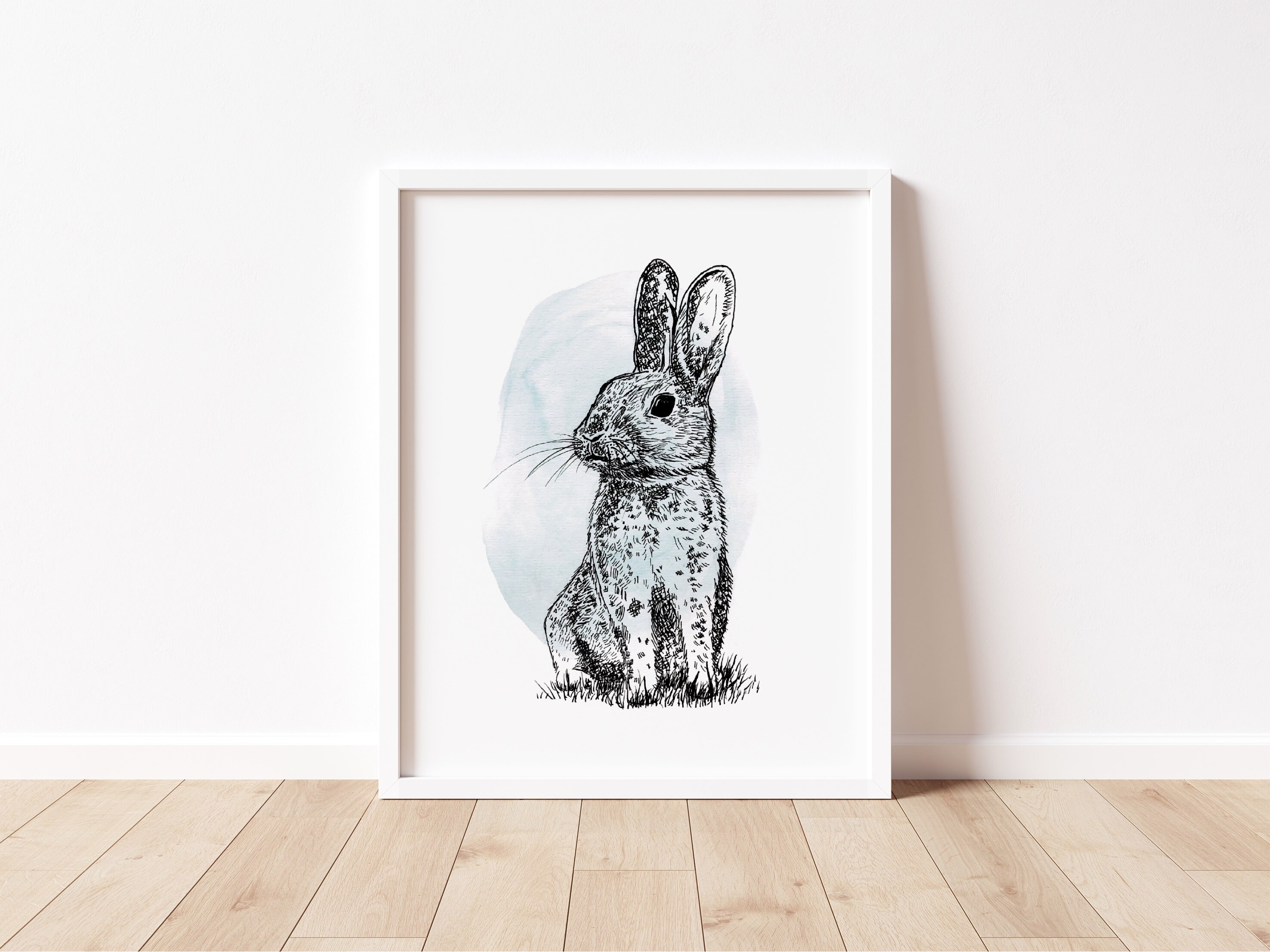 Rabbit Wall Art Minimalist Illustration Animal Line Art | Etsy