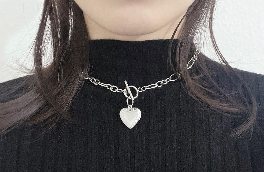 Heart Locket Chain Necklace Three Sizes 304 316 Stainless Etsy