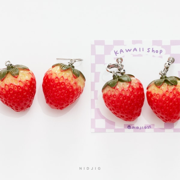 Strawberry Earrings Etsy