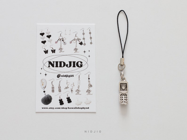 Flip Phone Key Charm Kawaii Cute Simple Keychain Aesthetic Etsy