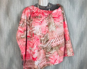 Poncho taupe rosa und pink