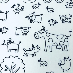 Table runner farm coloring fabric | Etsy