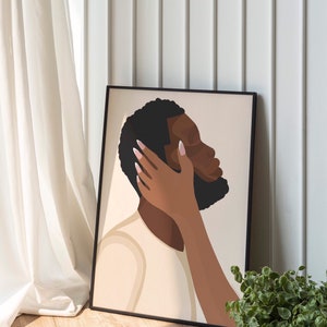 African American Couple Wall Art Print | Black Man & Black Woman Portrait Art | Black Couple Love Wall Art | Black Couple Wall Art