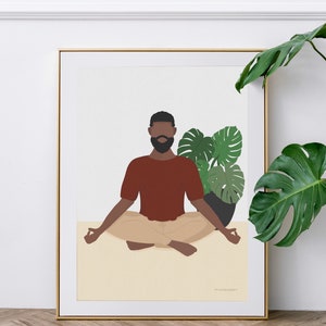 Black Man Art Print | African American Man Wall Art Print | Black Man Wall Art | Plant Print Wall Art | Gifts for Men