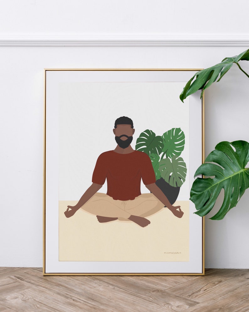 Black Man Art Print African American Man Wall Art Print Black Man Wall Art Plant Print Wall Art Gifts for Men image 1