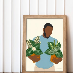 Black Man Art Print African American Man Wall Art Print Black Man Wall Art Plant Print Wall Art Gifts for Men image 4