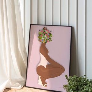 Plant Mom Art | Woman Plant Art Print | Plant Girl Art | Plant Wall Art | Plant Lover Art Print Decor | Flower Lover | Gardening Print