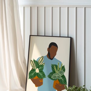 Black Man Art Print African American Man Wall Art Print Black Man Wall Art Plant Print Wall Art Gifts for Men image 5