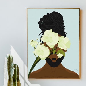 Black Man Art Print | African American Man Wall Art Print | Black Man Wall Art | Plant Print Wall Art | Gifts for Men