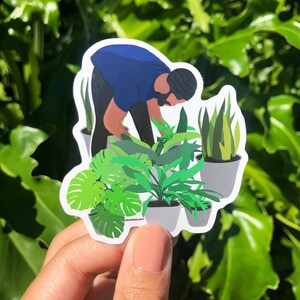 Black Man Sticker | Plant Sticker | African American Stickers | Laptop Decal | Sticker Decal | Vinyl Waterproof 3 inch Sticker