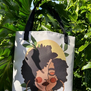 Woman Tote Bag | Abstract Tote Bag | Plant Girl Tote Bag | Grocery Tote Bag