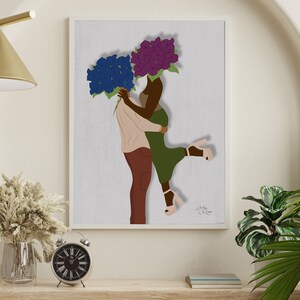 African American Couple Wall Art Print | Black Man & Black Woman Portrait Art | Black Couple Love Wall Art | Black Couple Wall Art