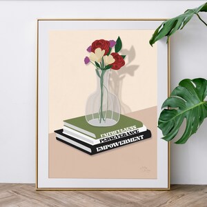 Floral Drawing Art Print | Plant Lover Flower Lover Art | Botanical Wall Art | Floral Plant Print Poster | Empowerment Art Print