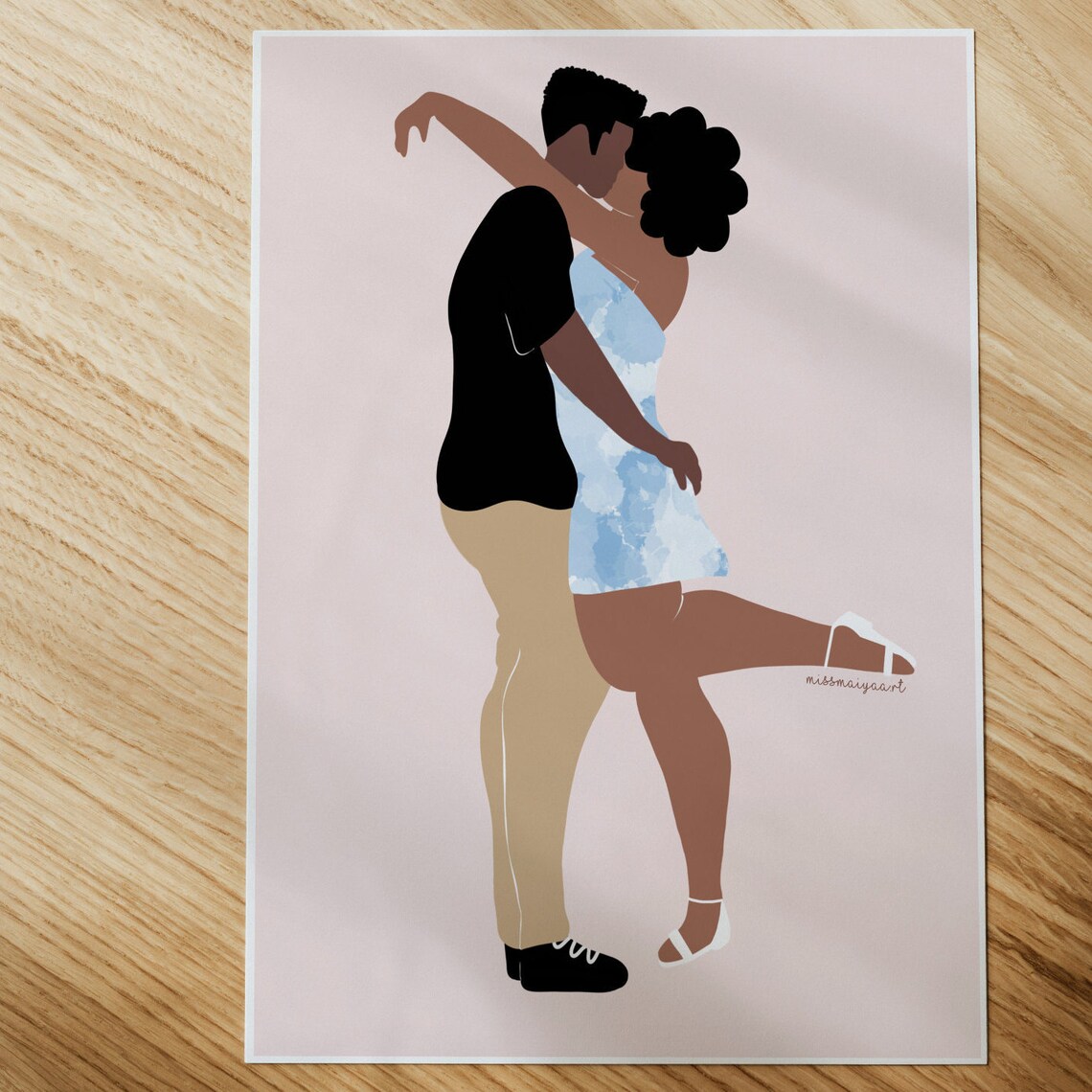 African American Couple Wall Art Print Black Man & Black Etsy