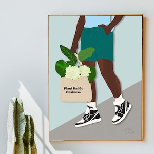 Black Man Art Print | African American Man Wall Art Print | Black Man Wall Art | Plant Print Wall Art | Gifts for Men