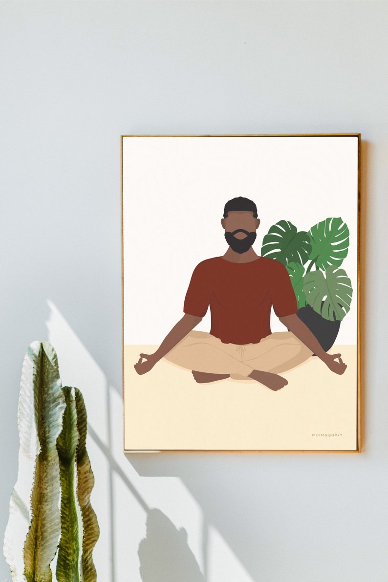 Black Man Art Print African American Man Wall Art Print Black Man Wall Art Plant Print Wall Art Gifts for Men image 2