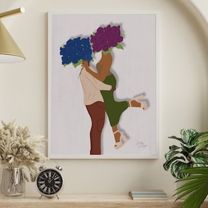 African American Couple Wall Art Print | Black Man & Black Woman Portrait Art | Black Couple Love Wall Art | Black Couple Wall Art
