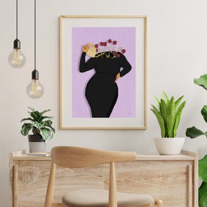 Plant Mom Art | Woman Plant Art Print | Plant Girl Art | Plant Wall Art | Plant Lover Art Print Decor | Flower Lover | Gardening Print