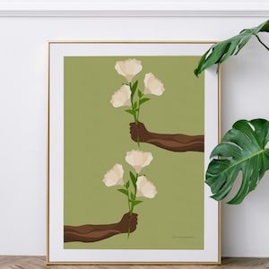 Impression d'art dessin floral | Amoureux des plantes Amoureux des fleurs | Art mural botanique | Poster imprimé plante florale | Cadeaux pour hommes