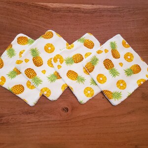 Set of 4 large makeup remover pads - Pineapple