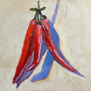 Red Pepper Original Art 8x8 Impasto Oil Painting Still Life Food Wall Art Impressionist Artwork – TatianKoArt