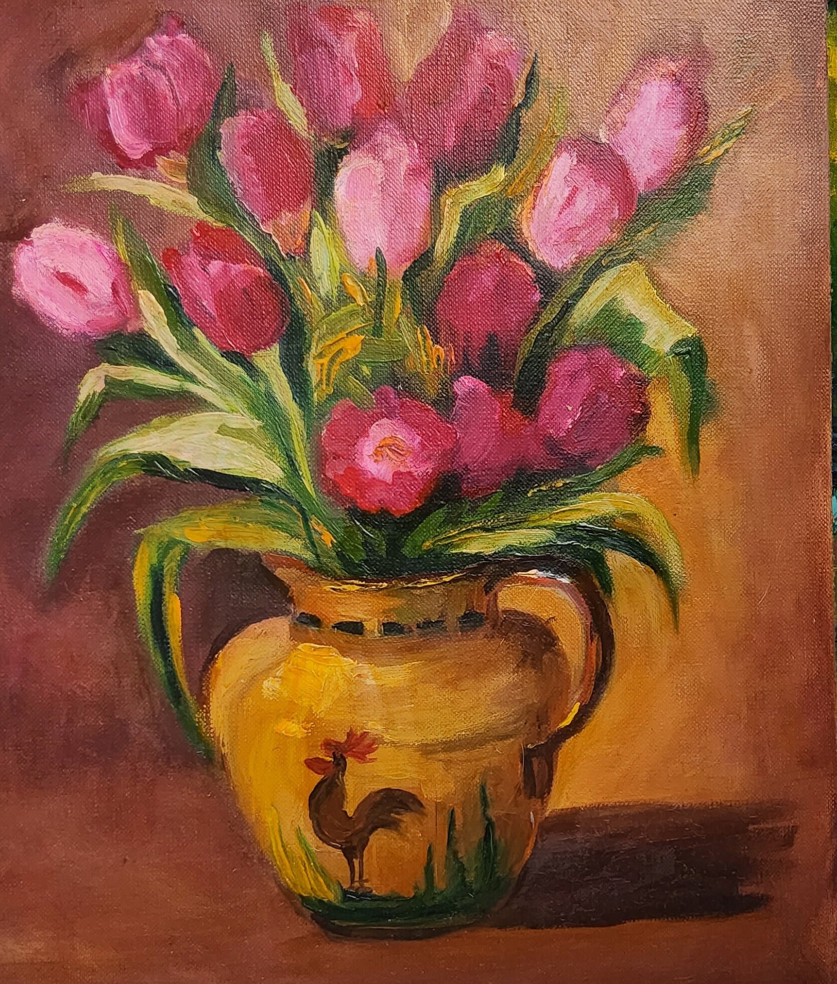 Tulip Painting Original Art Flower Oil Painting Still Life Impasto ...