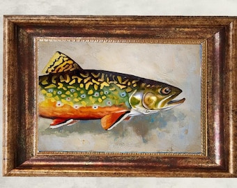 Rainbow Trout Oil Painting | Original Impasto Fish Art | Textured Impressionist Painting for Nature Lovers