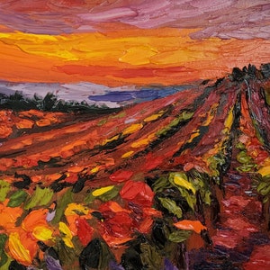 Napa Valley Painting Vineyard Original Art 7x9.5 California Sunset Wine Lover Gift Napa Wine Country Impasto Oil Impressionist TatianKoArt