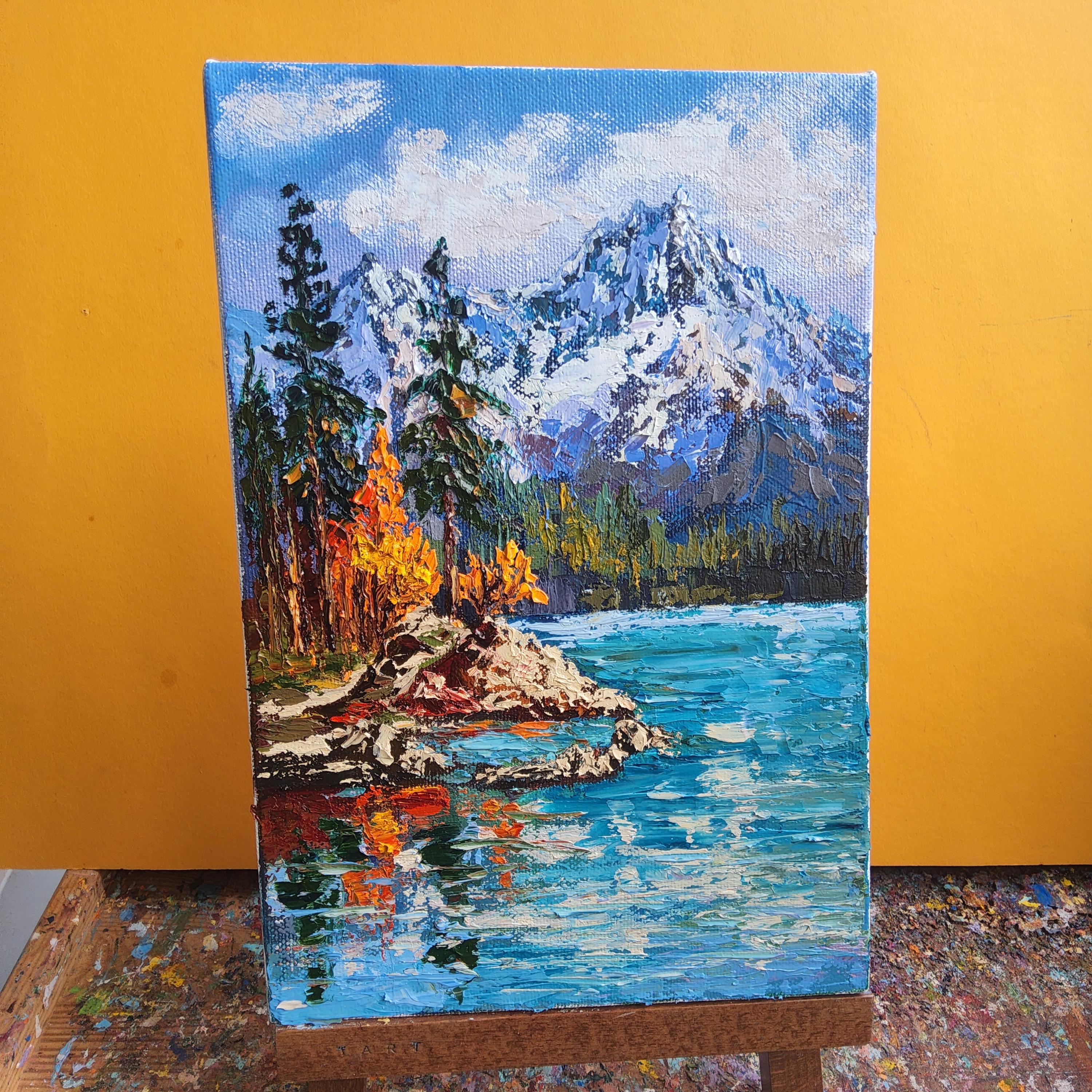 Mountain Lake Oil Painting: Textured Landscape Art by Tatiankoart - Etsy