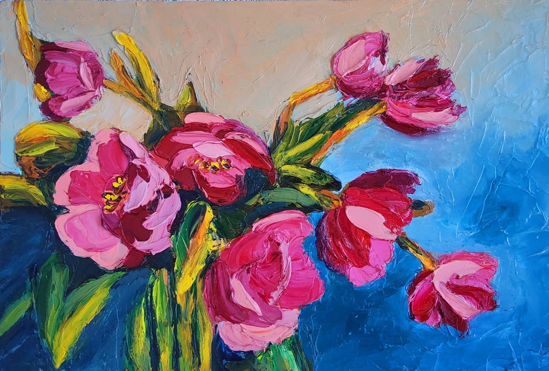 Tulip Painting Impasto Original Art Oil Painting 8x12 Spring Flowers ...