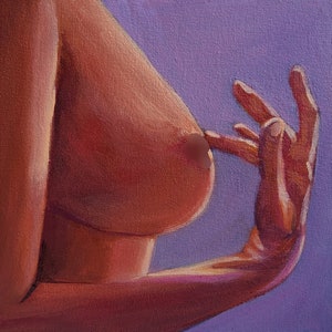 Woman Original oil Art female body art 10x10 Figurative Art Romantic Art Lovers by TatianKoArt