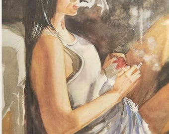 Woman Watercolor Painting: Figurative Body Art