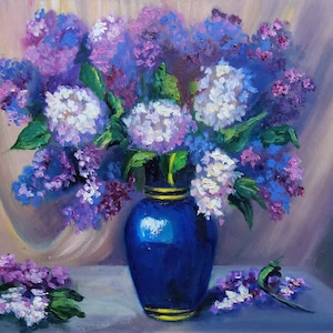 Lilac Painting Flowers Original Art Flowers Oil Painting Still Life Blooming Painting Oil Impressionism Painting 10x12 inches TatianKoArt