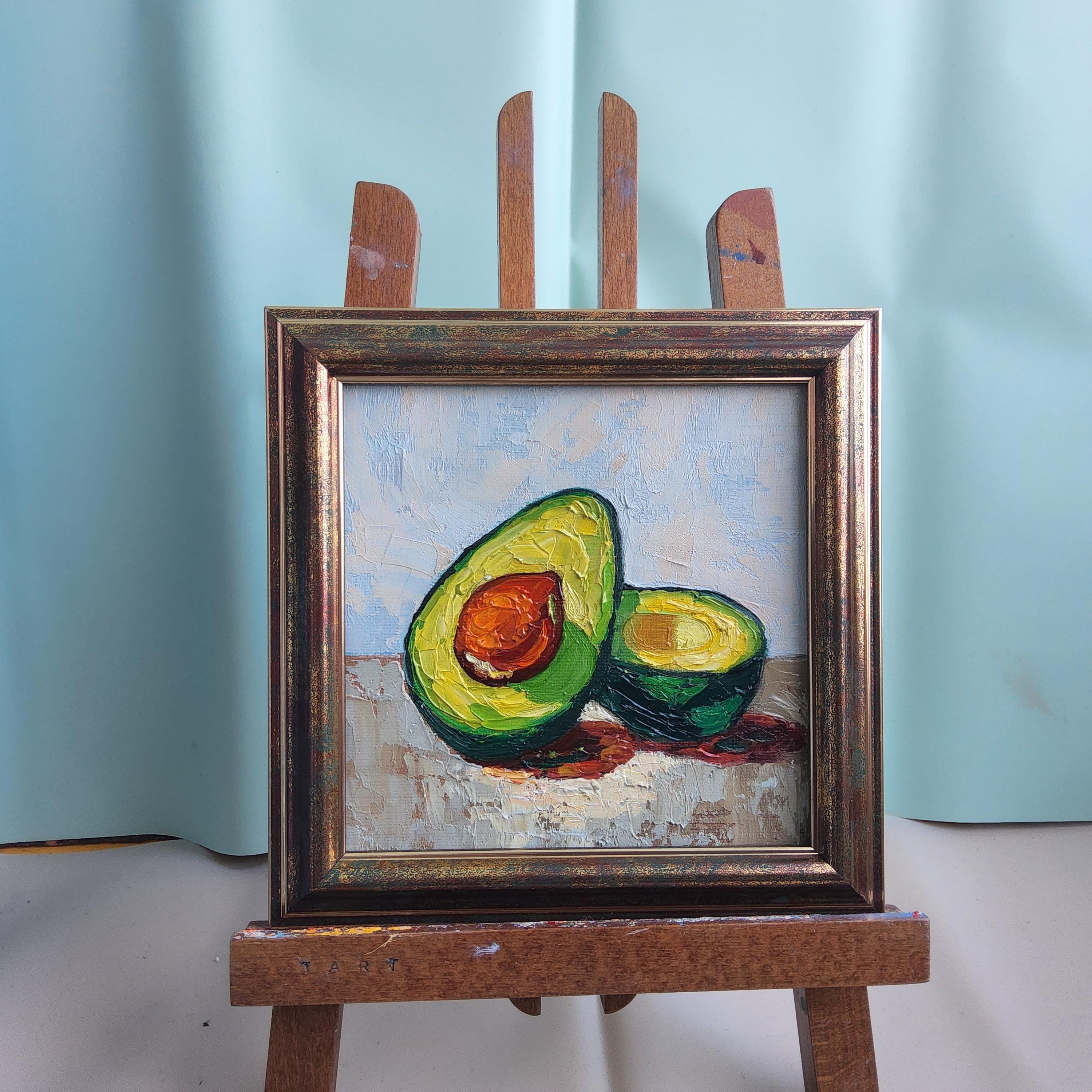Avocado Oil Painting, Impasto Still Life, Textured Food Art