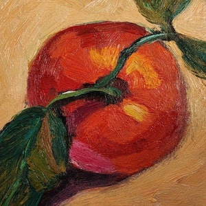 Clementine still life oil painting 4x4 original miniature art Fruit artwork Citrus Small Painting French country kitchen art by TatianKoArt