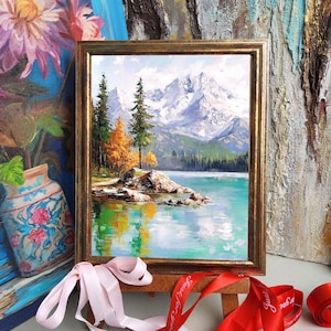 Mountain Lake Painting Original Textured Oil Painting Landscape Wall ...