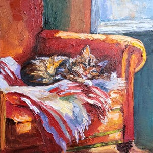 Sleeping Cat Painting Cat Original Art Small Impasto Oil Painting Sleeping Cat A Gift For Cat Lovers Impressionist Artwork – TatianKoArt