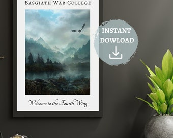 Fourth Wing instant digital download art print, Iron Flame, Onyx Storm printable wall decor