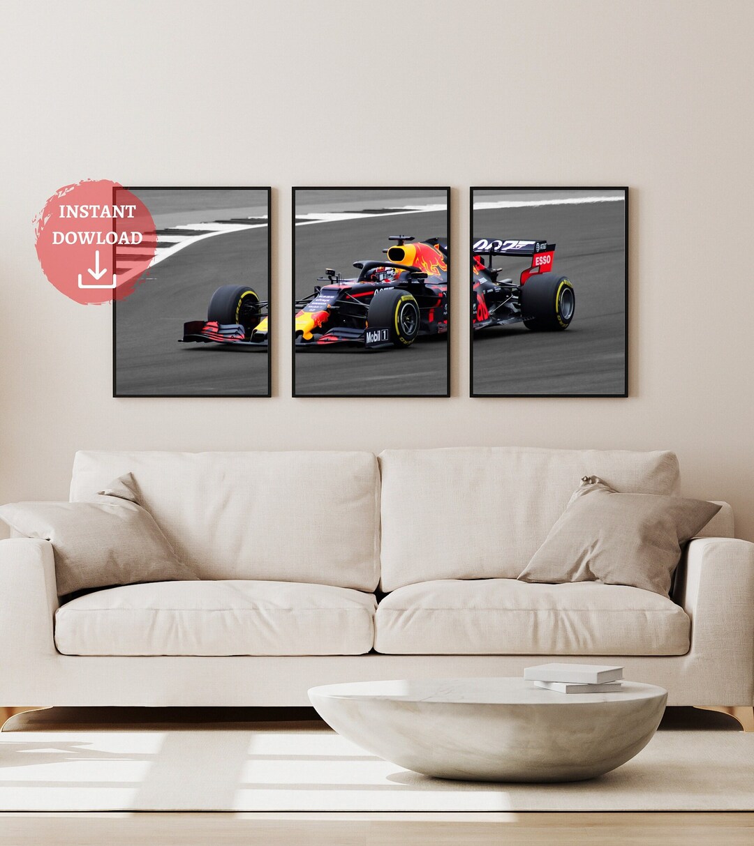 F1 Set of 3 Art Prints, Formule 1 Posters, Red Bull Art Print, Formula