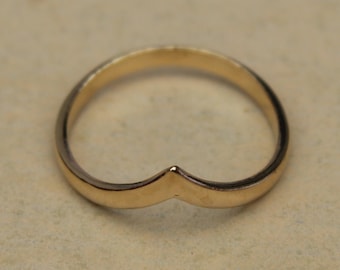 V Ring Stacking Band Rings Chevron Contoured Wishbone Curved Ring Birthday Gift Ring Gift For Her 14K Solid Gold Ring