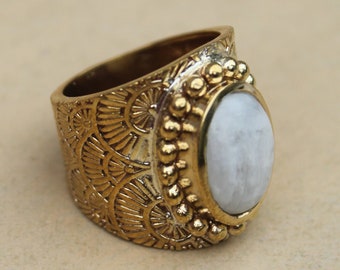Rainbow Moonstone Men'sring, Sterling Silver rings, Promise ring. White Moonstone Ring-Handmade Ring