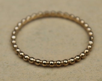 Stackable Beaded Band Ring, Women Ring, Gold Rings, Dainty Ring, Minimalist Stacking Bezel Dotted Ring, Anniversary Gift for Her