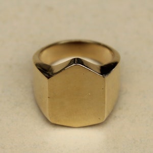 Pentagon Flat Bar Ring, Silver Signet ring, Men's Signet ring, Man ring, Engraved Name ring, Birthday Day Gift